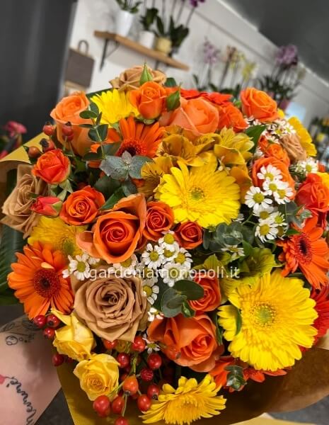 Bouquet giallo e arancio
